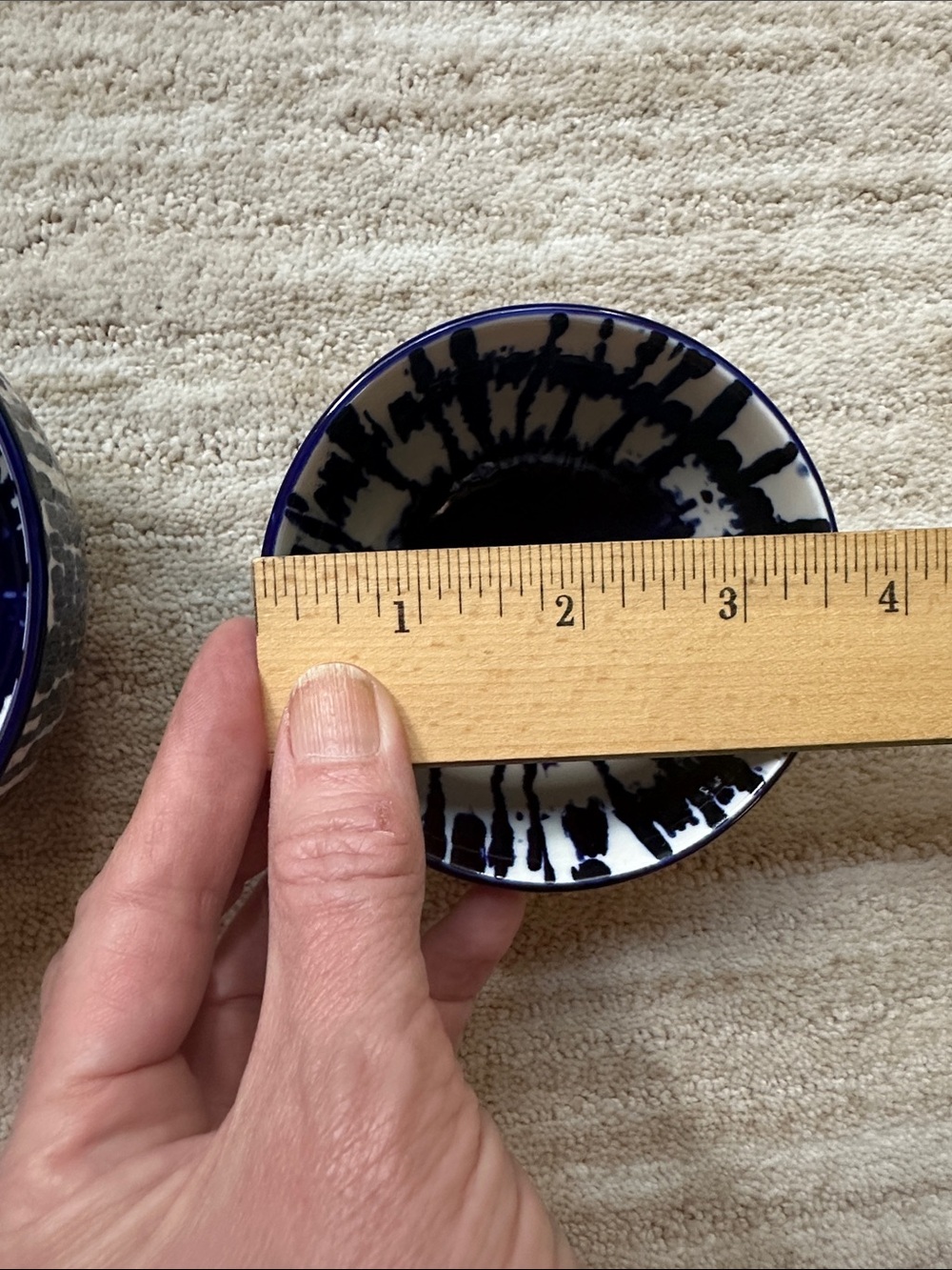 West Elm Indigo Tie Dye Small Nesting Bowls Set of 3 Prep Bowl Cobalt Blue White - Picture 12 of 16